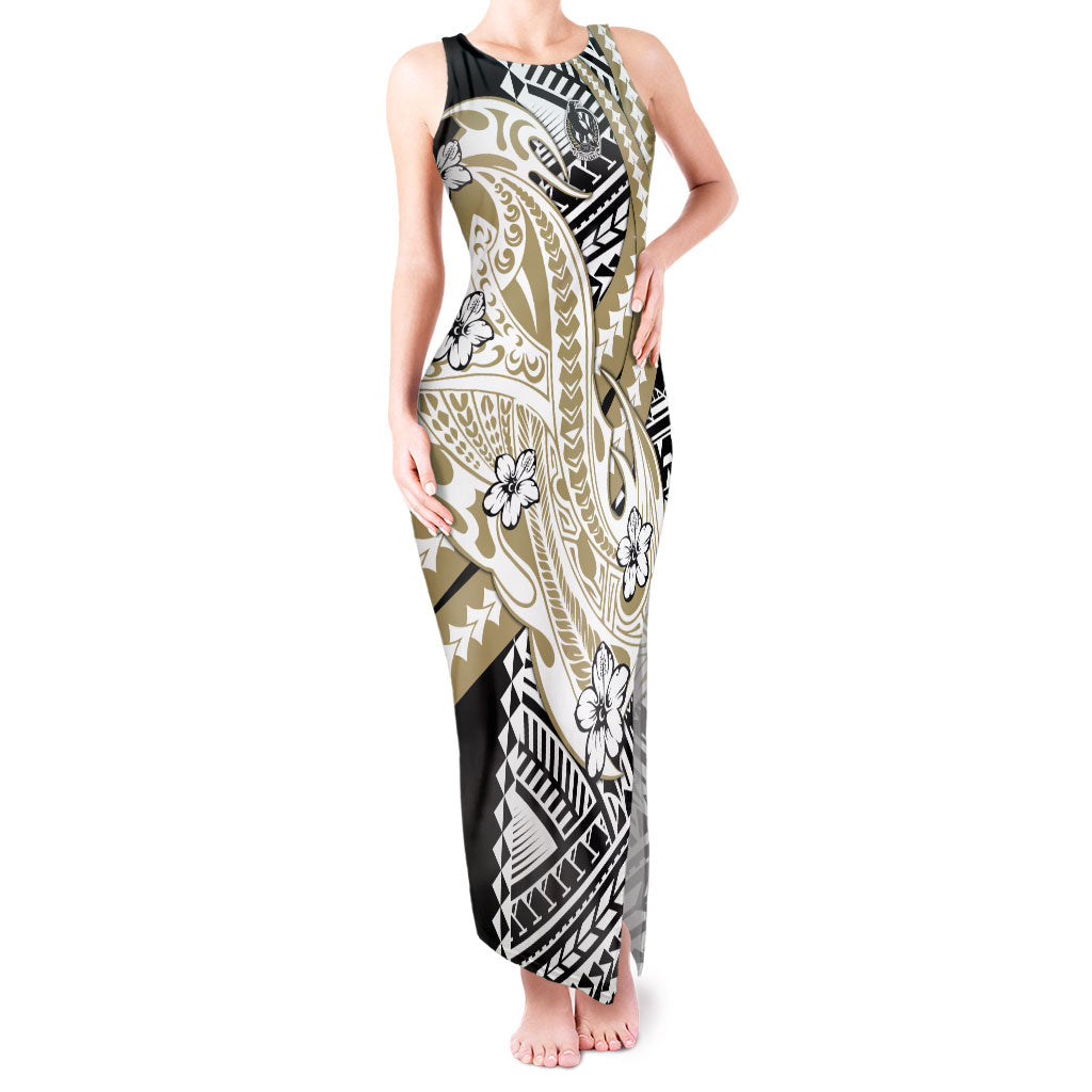 Personalized Collingwood Magpies Tank Maxi Dress Polynesian Tribal Magpie Mascot With Hibiscus Floral Art