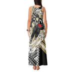 Personalized Collingwood Magpies Tank Maxi Dress Polynesian Tribal Magpie Mascot With Hibiscus Floral Art