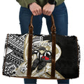 Personalized Collingwood Magpies Travel Bag Polynesian Tribal Magpie Mascot With Hibiscus Floral Art