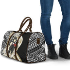 Personalized Collingwood Magpies Travel Bag Polynesian Tribal Magpie Mascot With Hibiscus Floral Art