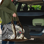 Personalized Collingwood Magpies Travel Bag Polynesian Tribal Magpie Mascot With Hibiscus Floral Art