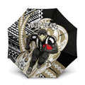 Personalized Collingwood Magpies Umbrella Polynesian Tribal Magpie Mascot With Hibiscus Floral Art