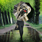 Personalized Collingwood Magpies Umbrella Polynesian Tribal Magpie Mascot With Hibiscus Floral Art