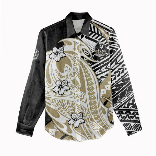 Personalized Collingwood Magpies Women Casual Shirt Polynesian Tribal Magpie Mascot With Hibiscus Floral Art
