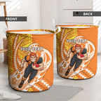 Personalized Greater Western Sydney Giants Laundry Basket Polynesian Tribal Giant Mascot With Hibiscus Floral Art