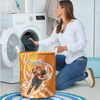 Personalized Greater Western Sydney Giants Laundry Basket Polynesian Tribal Giant Mascot With Hibiscus Floral Art