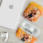 Personalized Greater Western Sydney Giants AirPods Case Polynesian Tribal Giant Mascot With Hibiscus Floral Art