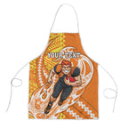 Personalized Greater Western Sydney Giants Apron Polynesian Tribal Giant Mascot With Hibiscus Floral Art