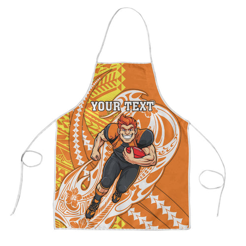 Personalized Greater Western Sydney Giants Apron Polynesian Tribal Giant Mascot With Hibiscus Floral Art