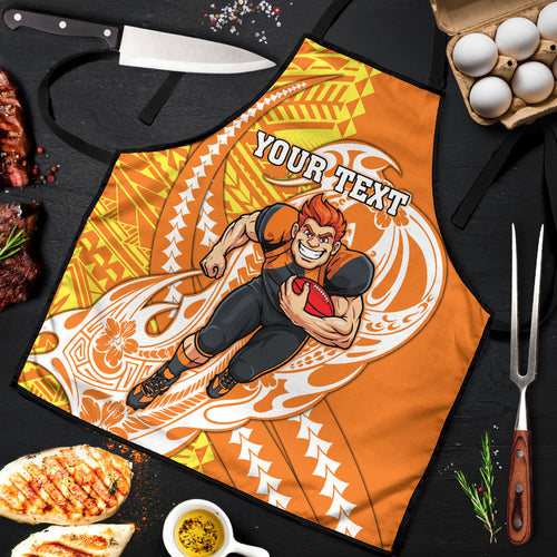Personalized Greater Western Sydney Giants Apron Polynesian Tribal Giant Mascot With Hibiscus Floral Art