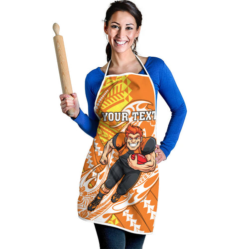 Personalized Greater Western Sydney Giants Apron Polynesian Tribal Giant Mascot With Hibiscus Floral Art
