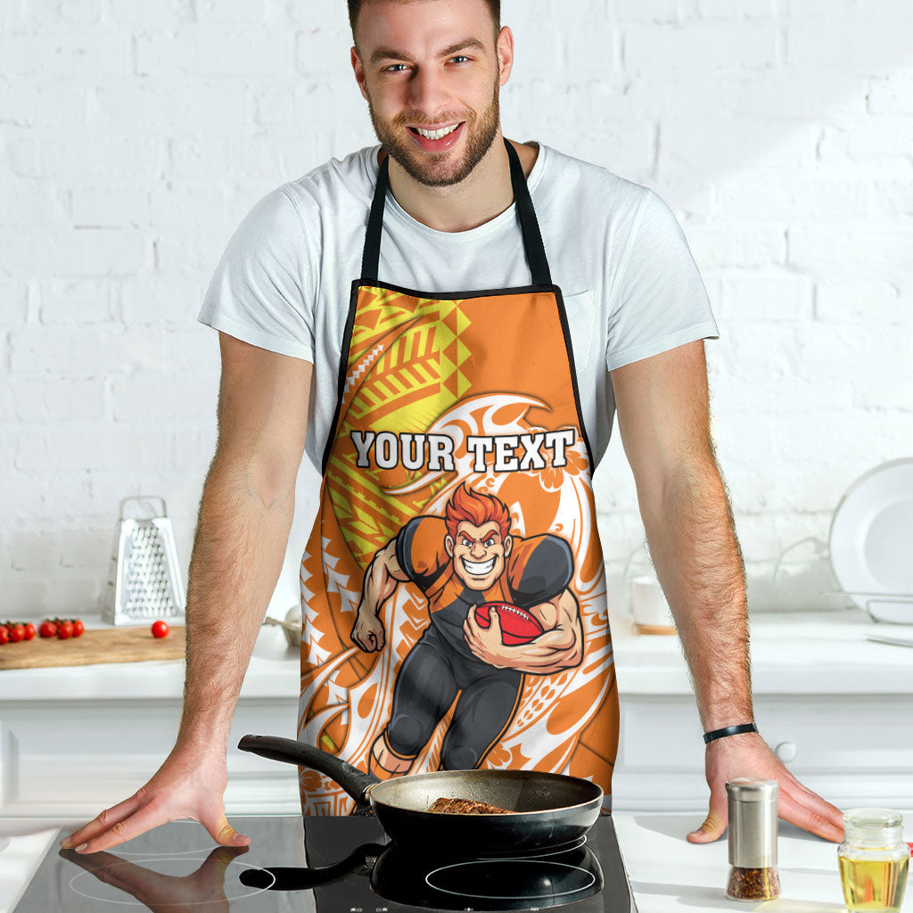 Personalized Greater Western Sydney Giants Apron Polynesian Tribal Giant Mascot With Hibiscus Floral Art