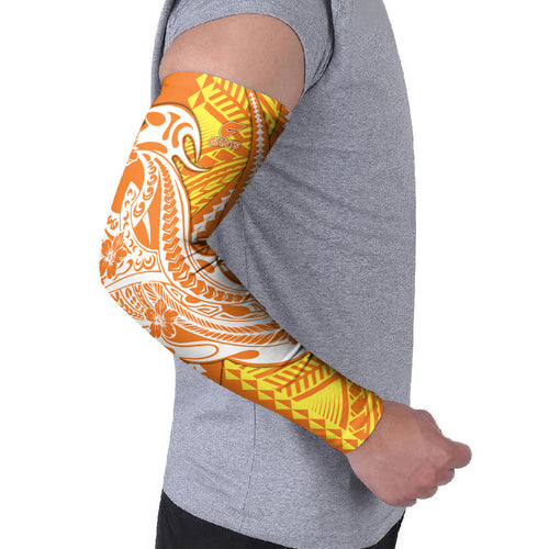 Personalized Greater Western Sydney Giants Arm Sleeves Polynesian Tribal Giant Mascot With Hibiscus Floral Art