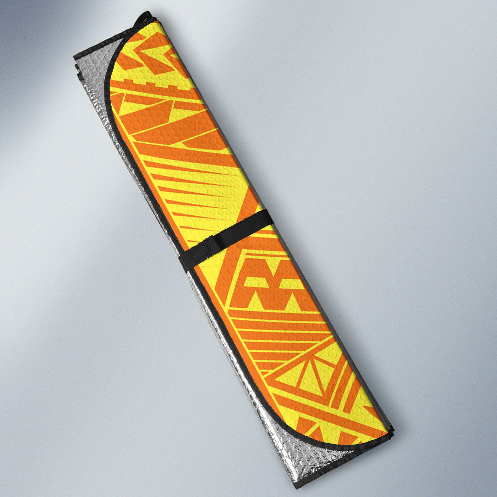 Personalized Greater Western Sydney Giants Auto Sun Shade Polynesian Tribal Giant Mascot With Hibiscus Floral Art