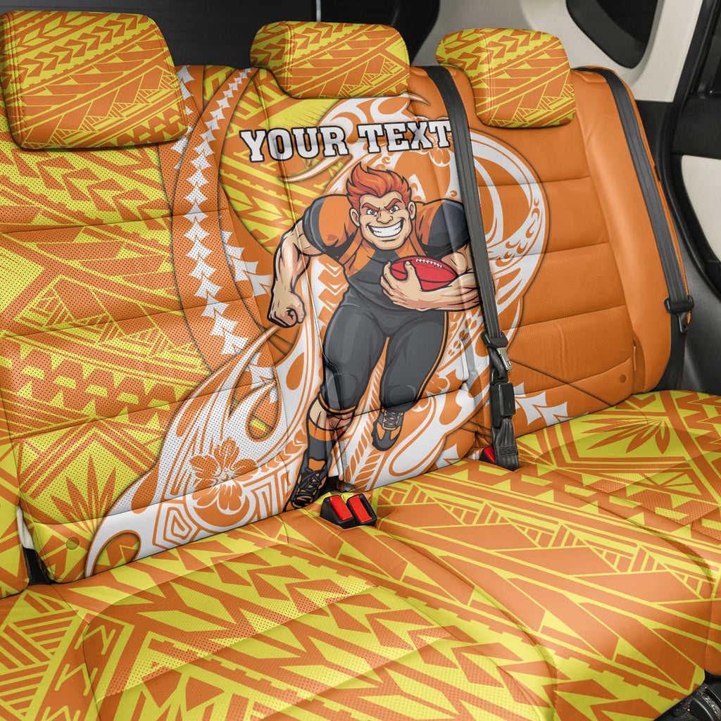 Personalized Greater Western Sydney Giants Back Car Seat Cover Polynesian Tribal Giant Mascot With Hibiscus Floral Art