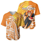 Personalized Greater Western Sydney Giants Baseball Jersey Polynesian Tribal Giant Mascot With Hibiscus Floral Art