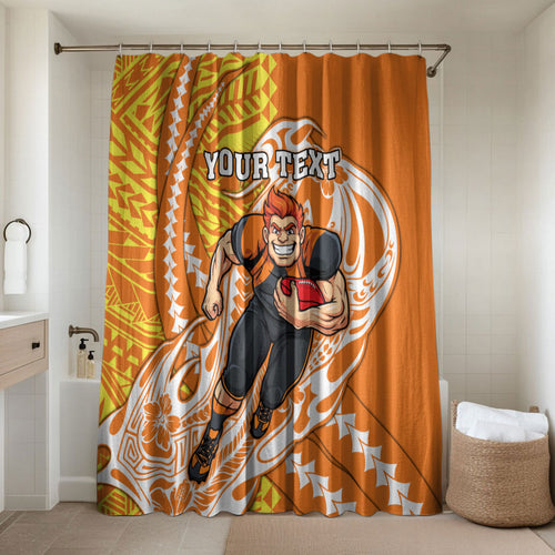 Personalized Greater Western Sydney Giants Bathroom Set Polynesian Tribal Giant Mascot With Hibiscus Floral Art