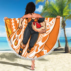 Personalized Greater Western Sydney Giants Beach Blanket Polynesian Tribal Giant Mascot With Hibiscus Floral Art