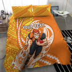 Personalized Greater Western Sydney Giants Bedding Set Polynesian Tribal Giant Mascot With Hibiscus Floral Art