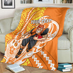 Personalized Greater Western Sydney Giants Blanket Polynesian Tribal Giant Mascot With Hibiscus Floral Art