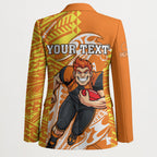 Personalized Greater Western Sydney Giants Blazer Polynesian Tribal Giant Mascot With Hibiscus Floral Art