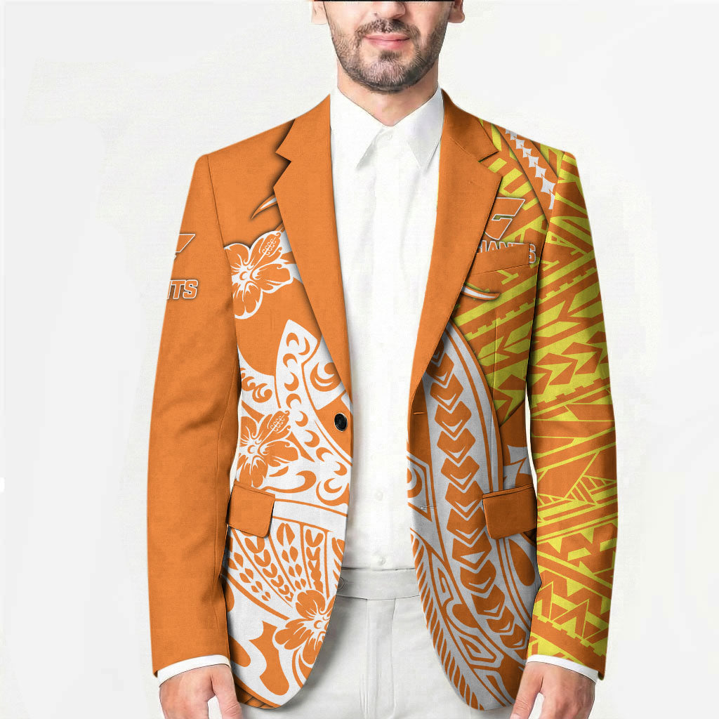 Personalized Greater Western Sydney Giants Blazer Polynesian Tribal Giant Mascot With Hibiscus Floral Art