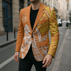 Personalized Greater Western Sydney Giants Blazer Polynesian Tribal Giant Mascot With Hibiscus Floral Art
