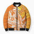 Personalized Greater Western Sydney Giants Bomber Puffer Jacket Polynesian Tribal Giant Mascot With Hibiscus Floral Art