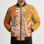 Personalized Greater Western Sydney Giants Bomber Puffer Jacket Polynesian Tribal Giant Mascot With Hibiscus Floral Art
