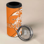 Personalized Greater Western Sydney Giants 4 in 1 Can Cooler Tumbler Polynesian Tribal Giant Mascot With Hibiscus Floral Art