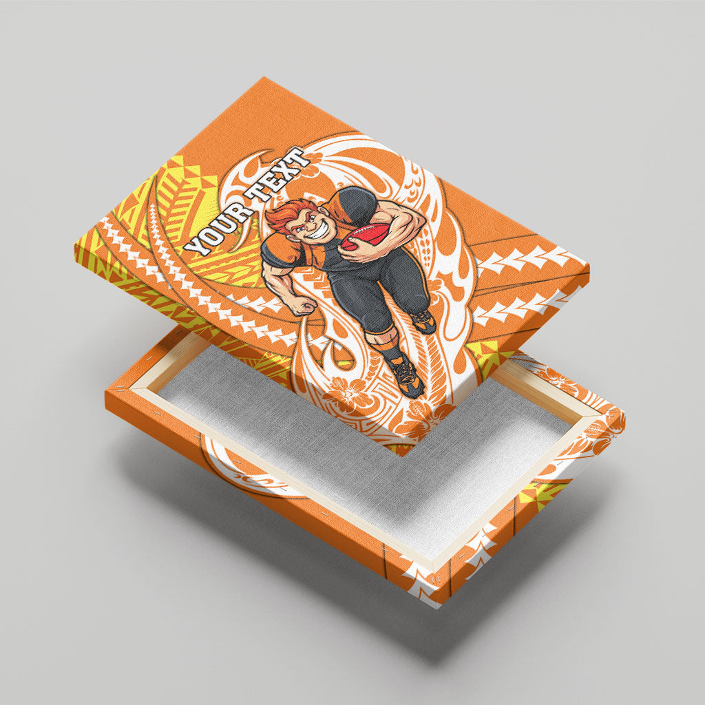 Personalized Greater Western Sydney Giants Canvas Wall Art Polynesian Tribal Giant Mascot With Hibiscus Floral Art
