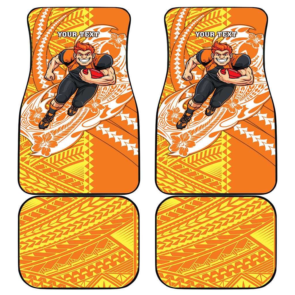 Personalized Greater Western Sydney Giants Car Mats Polynesian Tribal Giant Mascot With Hibiscus Floral Art
