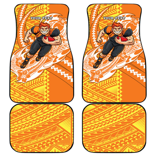 Personalized Greater Western Sydney Giants Car Mats Polynesian Tribal Giant Mascot With Hibiscus Floral Art
