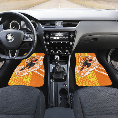 Personalized Greater Western Sydney Giants Car Mats Polynesian Tribal Giant Mascot With Hibiscus Floral Art