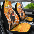 Personalized Greater Western Sydney Giants Car Seat Cover Polynesian Tribal Giant Mascot With Hibiscus Floral Art