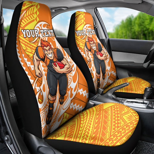 Personalized Greater Western Sydney Giants Car Seat Cover Polynesian Tribal Giant Mascot With Hibiscus Floral Art