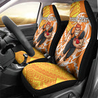 Personalized Greater Western Sydney Giants Car Seat Cover Polynesian Tribal Giant Mascot With Hibiscus Floral Art