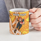 Personalized Greater Western Sydney Giants Ceramic Mug Polynesian Tribal Giant Mascot With Hibiscus Floral Art