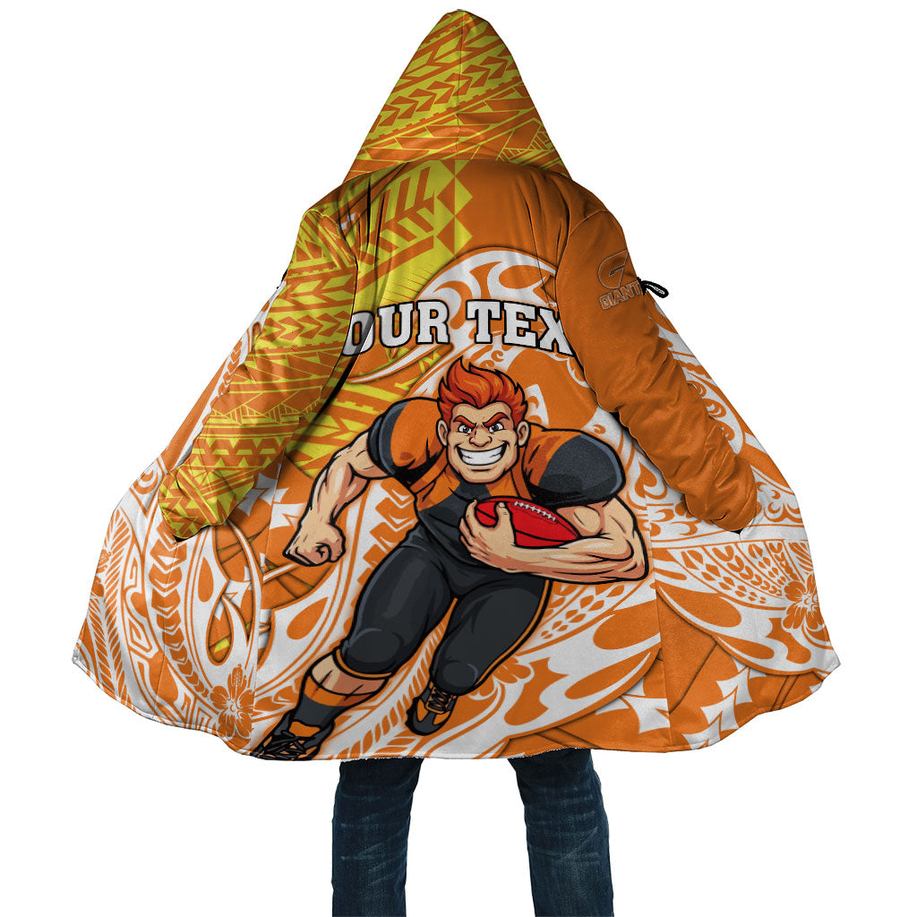 Personalized Greater Western Sydney Giants Cloak Polynesian Tribal Giant Mascot With Hibiscus Floral Art