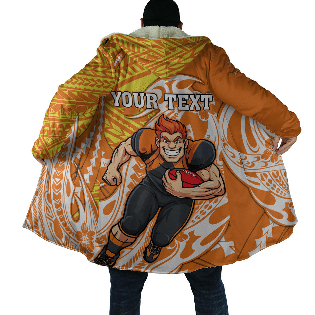 Personalized Greater Western Sydney Giants Cloak Polynesian Tribal Giant Mascot With Hibiscus Floral Art