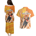 Personalized Greater Western Sydney Giants Couples Matching Puletasi and Hawaiian Shirt Polynesian Tribal Giant Mascot With Hibiscus Floral Art