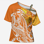 Personalized Greater Western Sydney Giants Cross Shoulder Shirt Polynesian Tribal Giant Mascot With Hibiscus Floral Art