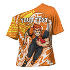 Personalized Greater Western Sydney Giants Cross Shoulder Shirt Polynesian Tribal Giant Mascot With Hibiscus Floral Art