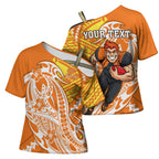 Personalized Greater Western Sydney Giants Cross Shoulder Shirt Polynesian Tribal Giant Mascot With Hibiscus Floral Art