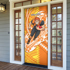 Personalized Greater Western Sydney Giants Door Cover Polynesian Tribal Giant Mascot With Hibiscus Floral Art