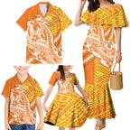 Personalized Greater Western Sydney Giants Family Matching Mermaid Dress and Hawaiian Shirt Polynesian Tribal Giant Mascot With Hibiscus Floral Art