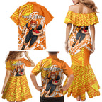Personalized Greater Western Sydney Giants Family Matching Mermaid Dress and Hawaiian Shirt Polynesian Tribal Giant Mascot With Hibiscus Floral Art