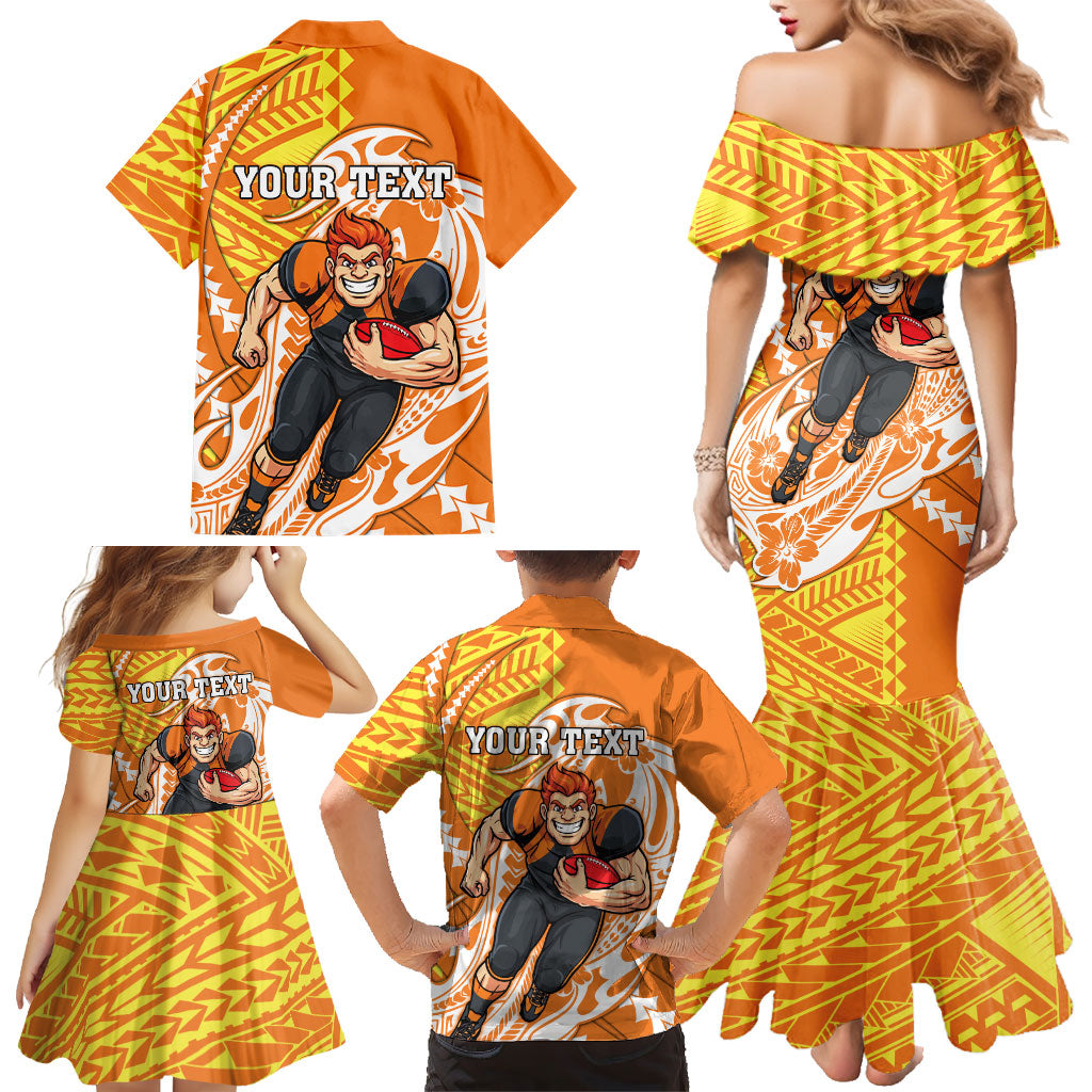 Personalized Greater Western Sydney Giants Family Matching Mermaid Dress and Hawaiian Shirt Polynesian Tribal Giant Mascot With Hibiscus Floral Art