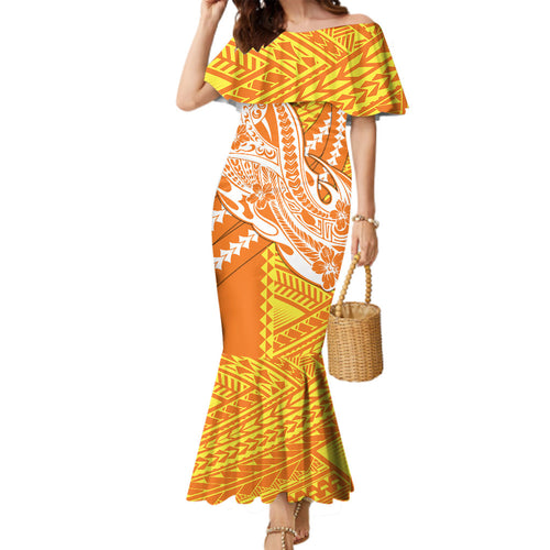 Personalized Greater Western Sydney Giants Family Matching Mermaid Dress and Hawaiian Shirt Polynesian Tribal Giant Mascot With Hibiscus Floral Art