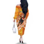 Personalized Greater Western Sydney Giants Family Matching Off The Shoulder Long Sleeve Dress and Hawaiian Shirt Polynesian Tribal Giant Mascot With Hibiscus Floral Art